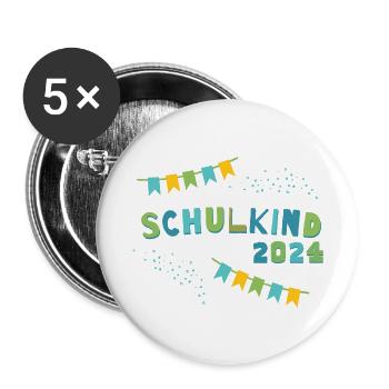 School Child 2024 School Enrollment First Day of School Children - Buttons large 2.2''/56 mm (5-pack) - white - Front