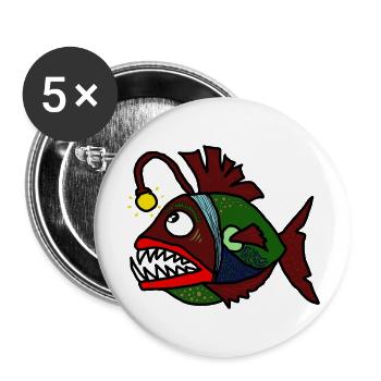 Anglerfisch - Buttons groß 56 mm (5er Pack) - Weiß - Vorne