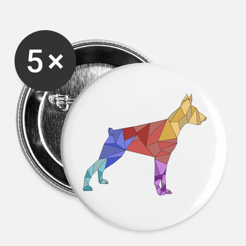 geometric colorful DOBERMAN - Buttons large 2.2''/56 mm (5-pack) - white