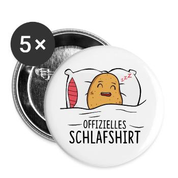 Offizielles Schlafshirt Kartoffel Erdapfel - Buttons groß 56 mm (5er Pack) - Weiß - Vorne