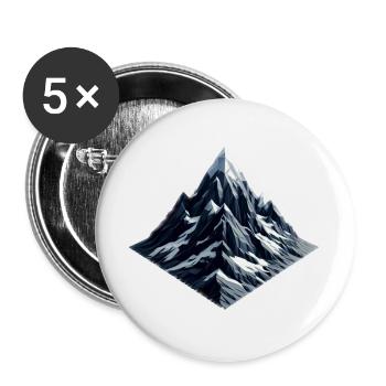 Ein Berg mit Schnee im Polygon-Stil - Buttons groß 56 mm (5er Pack) - Weiß - Vorne