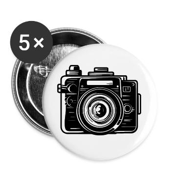 Dessin de l’appareil photo - Lot de 5 grands badges (56 mm) - blanc - Devant