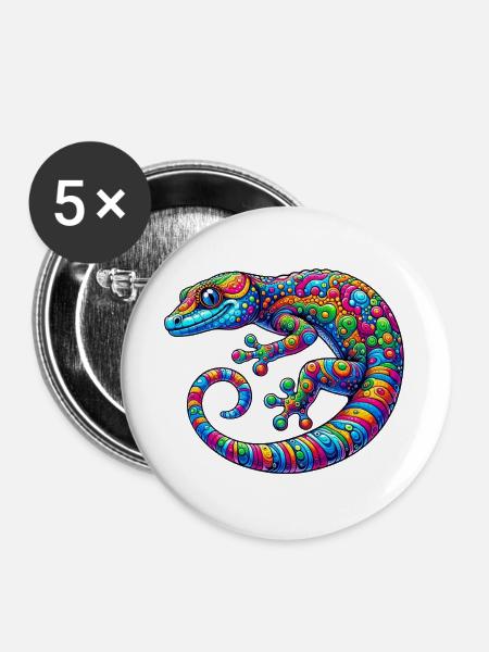 Gecko - Buttons groß 56 mm (5er Pack) - Weiß