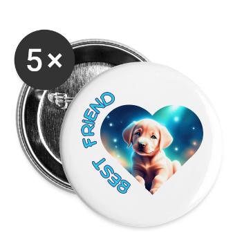 BEST FRIEND - Buttons groß 56 mm (5er Pack) - Weiß - Vorne