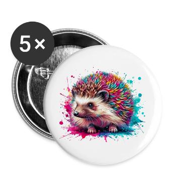 Hedgehog - Buttons large 2.2''/56 mm (5-pack) - white - Front