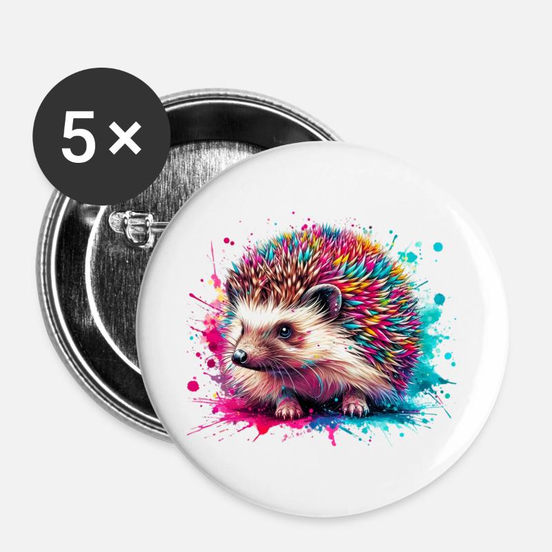Igel - Buttons groß 56 mm (5er Pack) - Weiß