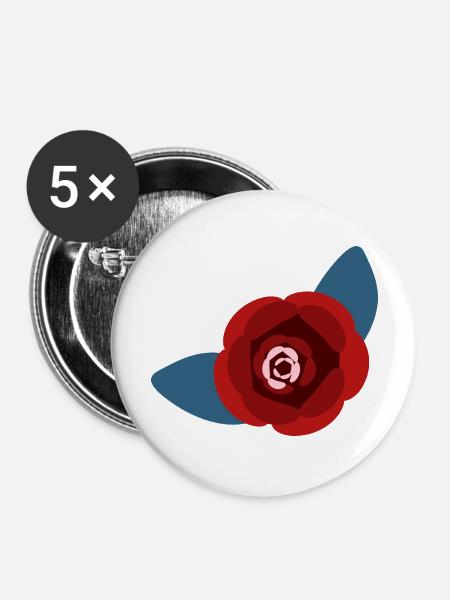 Rote Kamelienblüte - Buttons groß 56 mm (5er Pack) - Weiß