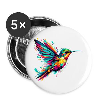Colibri - Lot de 5 grands badges (56 mm) - blanc - Devant