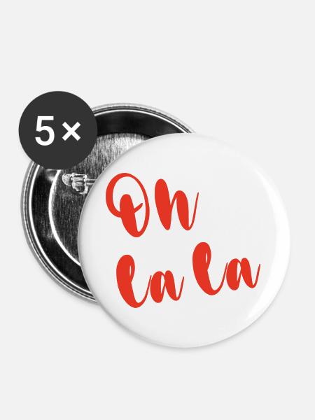 OH LA LA - Buttons groß 56 mm (5er Pack) - Weiß
