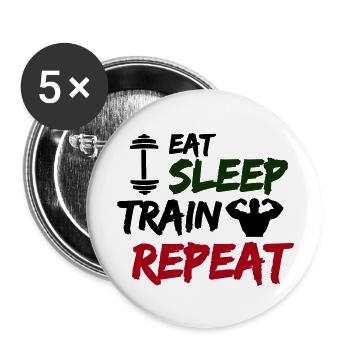 eat sleep train repeat - Buttons large 2.2''/56 mm (5-pack) - white - Front