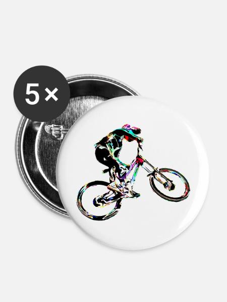 Downhill-Mountainbiken - Buttons groß 56 mm (5er Pack) - Weiß