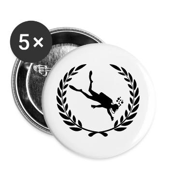 Diver underwater in laurel wreath - Buttons large 2.2''/56 mm (5-pack) - white - Front