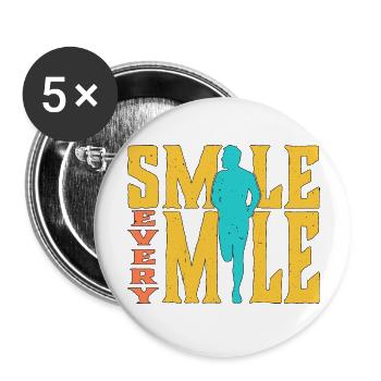 Smile Every Mile 5 - Buttons groß 56 mm (5er Pack) - Weiß - Vorne