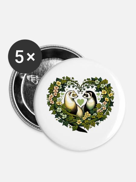 Frettchen Liebe - Buttons groß 56 mm (5er Pack) - Weiß