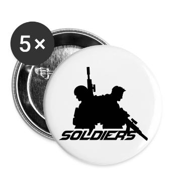 2 Soldiers Crew War Team Freedom Soldier Fighter - Buttons large 2.2''/56 mm (5-pack) - white - Front