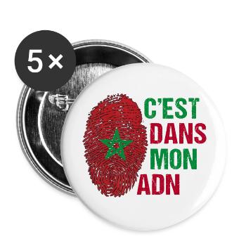 C' est dans mon adn Maroc cadeau marocain fier - Lot de 5 grands badges (56 mm) - blanc - Devant