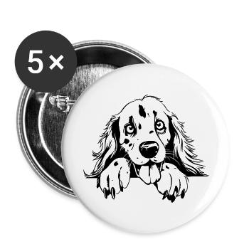 Setter mignon - Lot de 5 grands badges (56 mm) - blanc - Devant