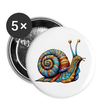 Schnecke - Buttons groß 56 mm (5er Pack) - Weiß - Vorne