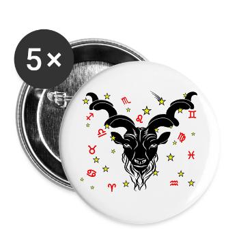 Sternzeichen Stern Logo Steinbock - Buttons groß 56 mm (5er Pack) - Weiß - Vorne