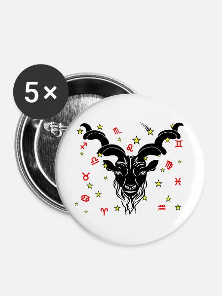 Sternzeichen Stern Logo Steinbock - Buttons groß 56 mm (5er Pack) - Weiß