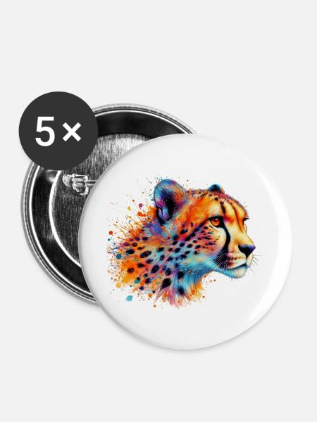 Gepard - Buttons groß 56 mm (5er Pack) - Weiß