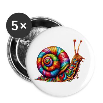 Schnecke - Buttons groß 56 mm (5er Pack) - Weiß - Vorne
