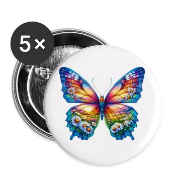 Butterfly flowers daisy daisies - Buttons large 2.2''/56 mm (5-pack) - white - Front