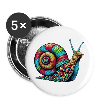 Escargot - Lot de 5 grands badges (56 mm) - blanc - Devant