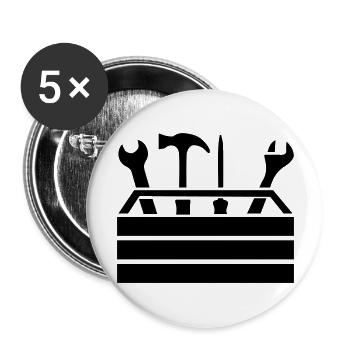 Boîte à outils de l’atelier 1 - Lot de 5 grands badges (56 mm) - blanc - Devant