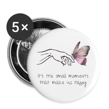 Small Moments - Happiness - Mindfulness - Self-Love - Buttons large 2.2''/56 mm (5-pack) - white - Front