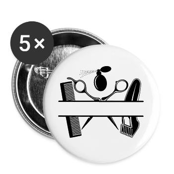 hairdressers attributes text banner - Buttons large 2.2''/56 mm (5-pack) - white - Front