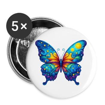 Van Gogh Schmetterling - Buttons groß 56 mm (5er Pack) - Weiß - Vorne