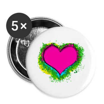 colorful heart - Buttons large 2.2''/56 mm (5-pack) - white - Front
