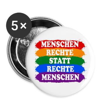 Menschenrechte statt rechte Menschen Regenbogen - Buttons groß 56 mm (5er Pack) - Weiß - Vorne