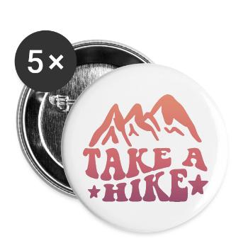 Take A Hike Camping - Buttons groß 56 mm (5er Pack) - Weiß - Vorne