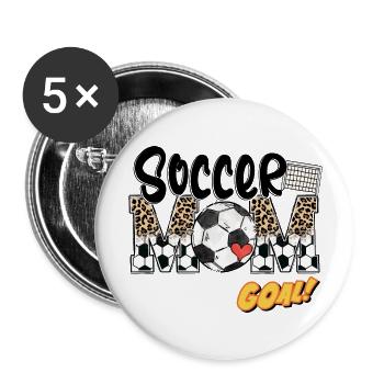 BUT DE MAMAN DE SOCCER - Lot de 5 grands badges (56 mm) - blanc - Devant