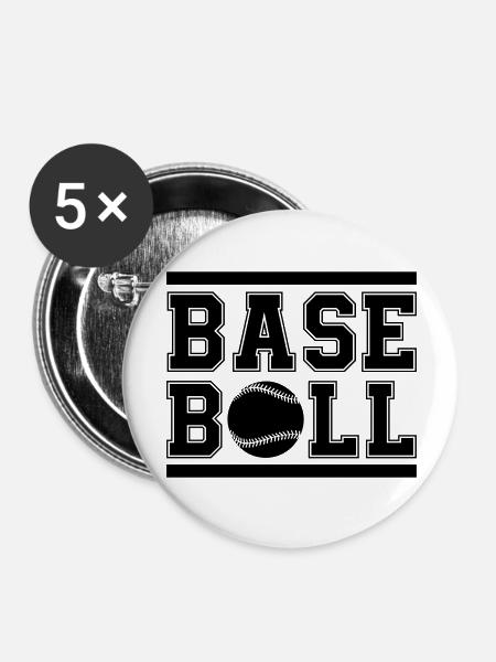 baseball - Buttons groß 56 mm (5er Pack) - Weiß