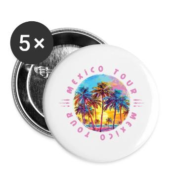 Circuit au Mexique Palmiers - Lot de 5 grands badges (56 mm) - blanc - Devant