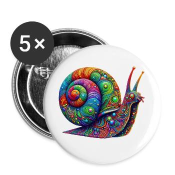 Schnecke - Buttons groß 56 mm (5er Pack) - Weiß - Vorne