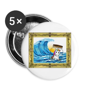 Message d’anniversaire de licorne dans une bouteille - Lot de 5 grands badges (56 mm) - blanc - Devant