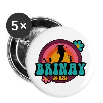 Logo Brinay - 10 ans - Lot de 5 grands badges (56 mm) - blanc - Devant