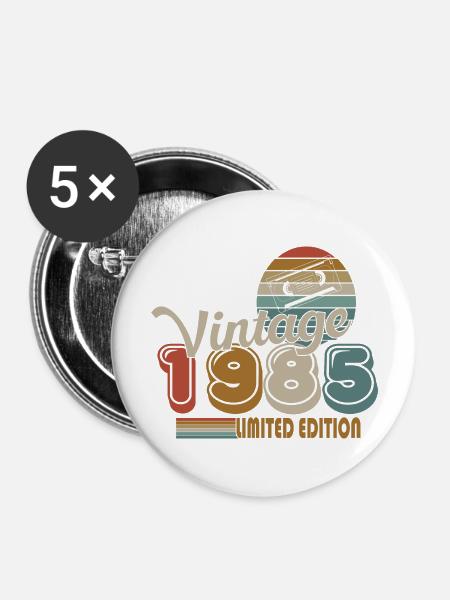 1985 - Buttons groß 56 mm (5er Pack) - Weiß