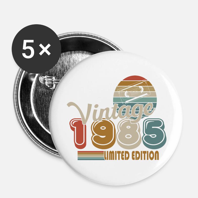 1985 - Buttons groß 56 mm (5er Pack) - Weiß