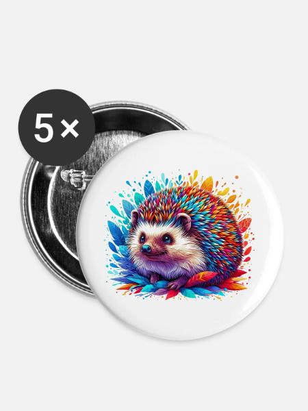 Igel - Buttons groß 56 mm (5er Pack) - Weiß
