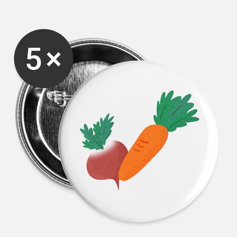 Radish & Carrot - Buttons large 2.2''/56 mm (5-pack) - white