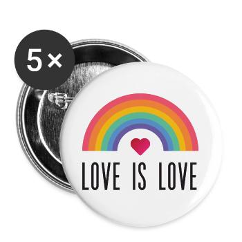 LGBT Pride Month - Love is Love - Buttons large 2.2''/56 mm (5-pack) - white - Front