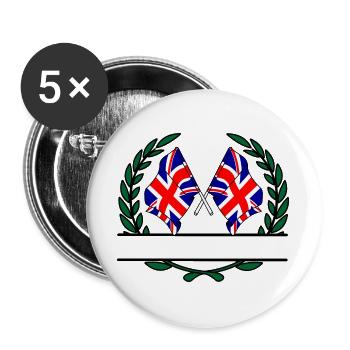 Flags Great Britain laurel wreath banner - Buttons large 2.2''/56 mm (5-pack) - white - Front