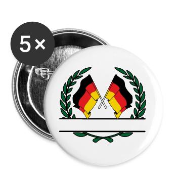 Fahnen Deutschland Lorbeerkranz Banner - Buttons groß 56 mm (5er Pack) - Weiß - Vorne