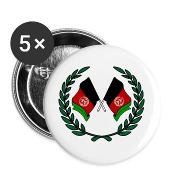 Flaggen Afghanistans im Lorbeerkranz - Buttons groß 56 mm (5er Pack) - Weiß - Vorne