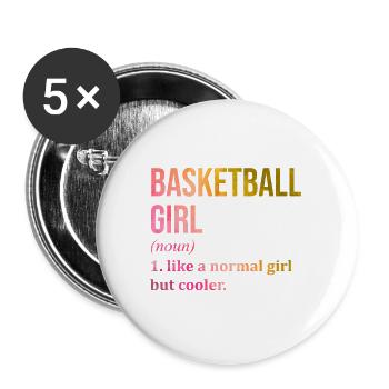 basket-ball - Lot de 5 grands badges (56 mm) - blanc - Devant